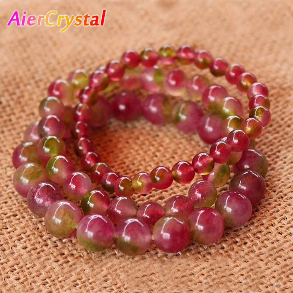 

Natural Watermelon Tourmaline Bracelet Women Men Gem Stone Beaded Healing Bracelet Couple Brazalete Fashion Jewelry for Lover