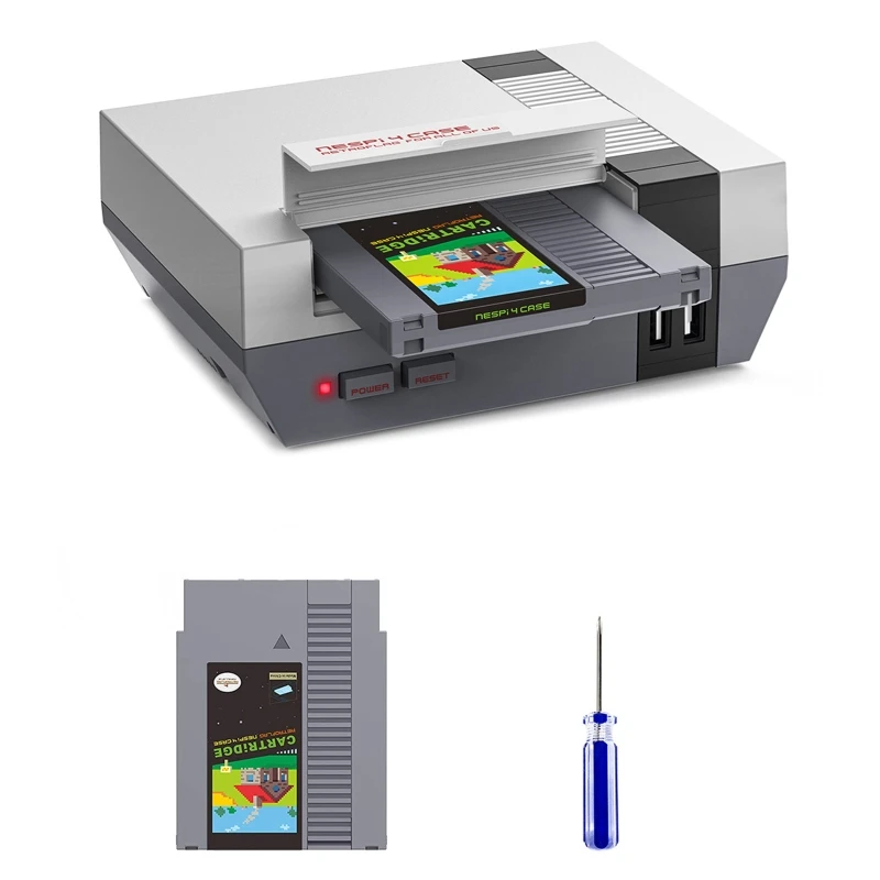 

Чехол для корпуса Pi 4 NESPi 4 + чехол для SSD и отвертка с функциональной кнопкой питания и сброса для Raspberry Pi 4 Прямая поставка