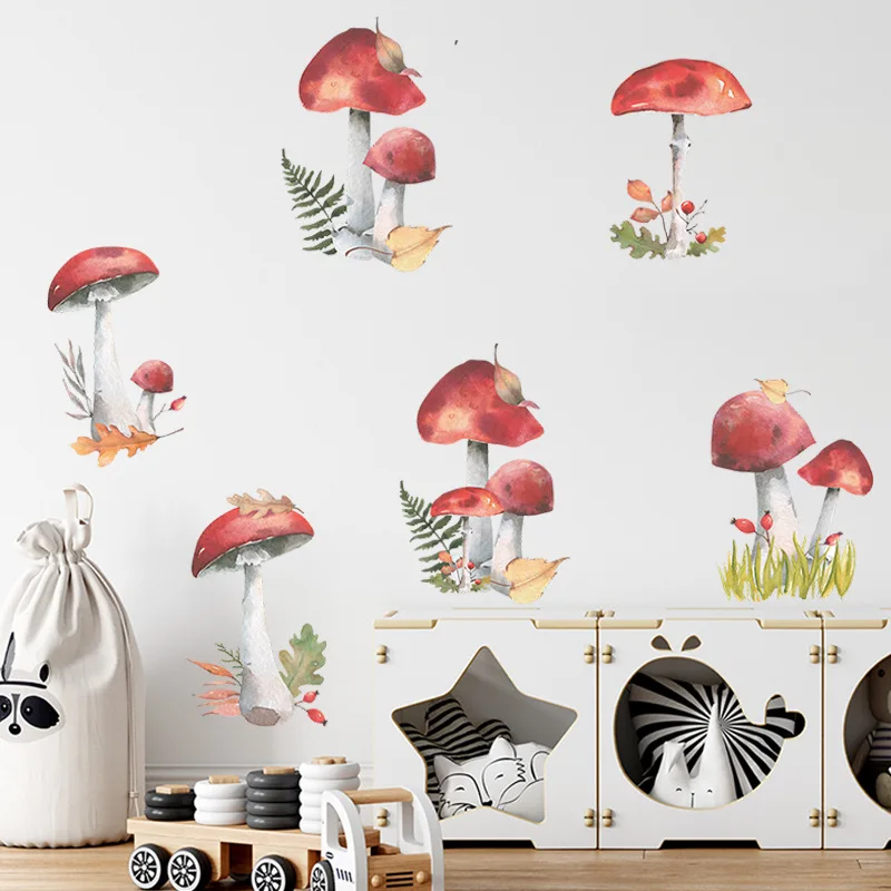 

Kindergarten wall stickers Fairy Forest Mushroom Plant Wall Sticker Decal Kids Room Nursery Art Mural for Home bedroom