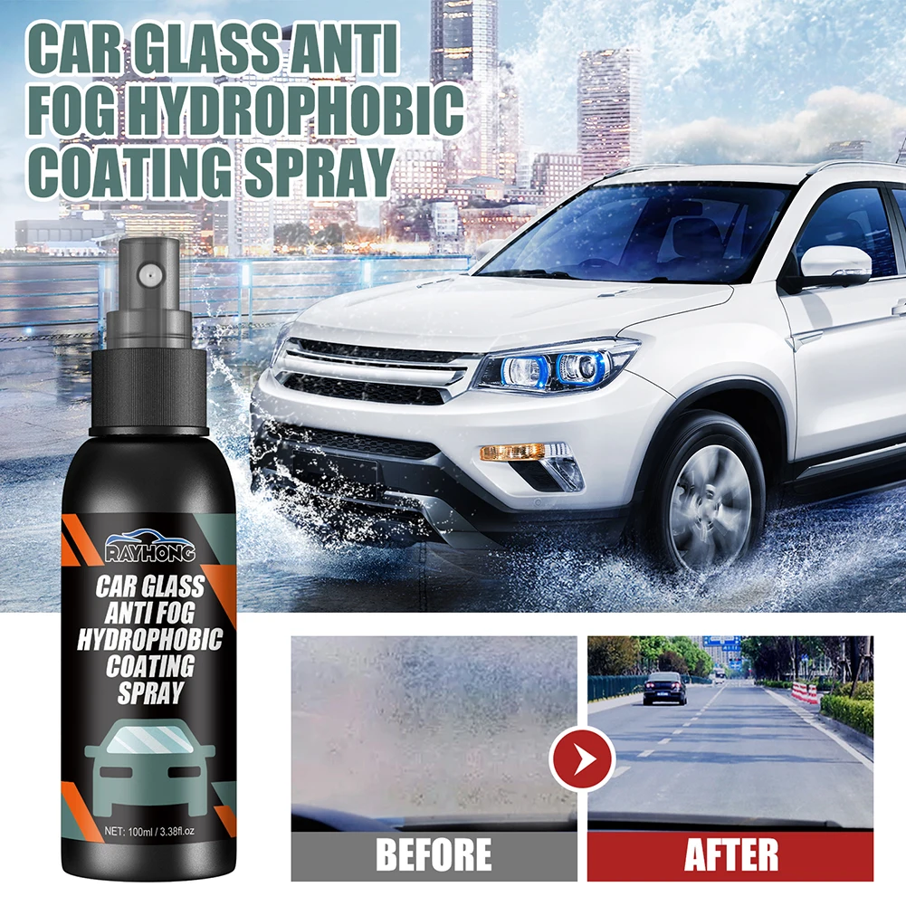 

100ml Car Windshield Coating Spray Rearview Mirror Windscreen Glass Cleaner Agent Hydrophobic Stain Remover Rainproof Polish Kit