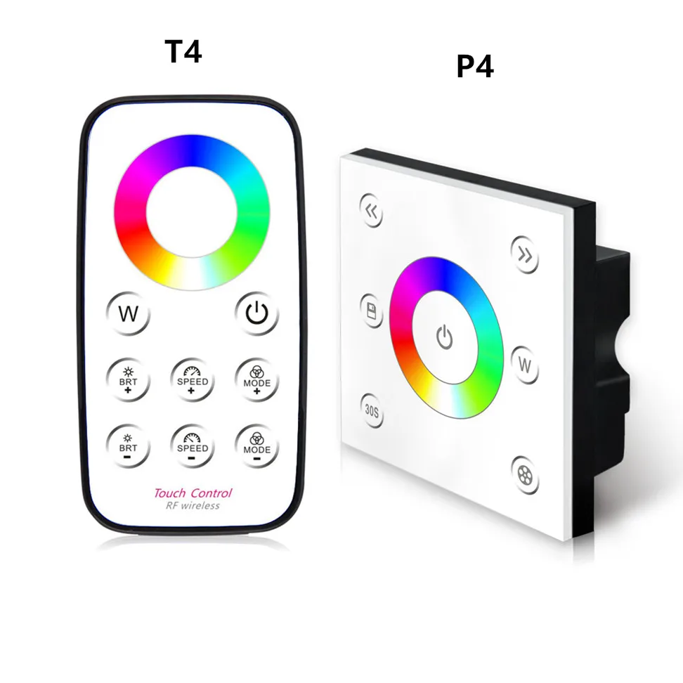 

4 канала, 12-24 В постоянного тока, сенсорная панель, контроллер RGBW, умная Беспроводная радиочастотная панель с дистанционным управлением, диммер для светодиодной ленты 5050 2835 RGBW, световая лента