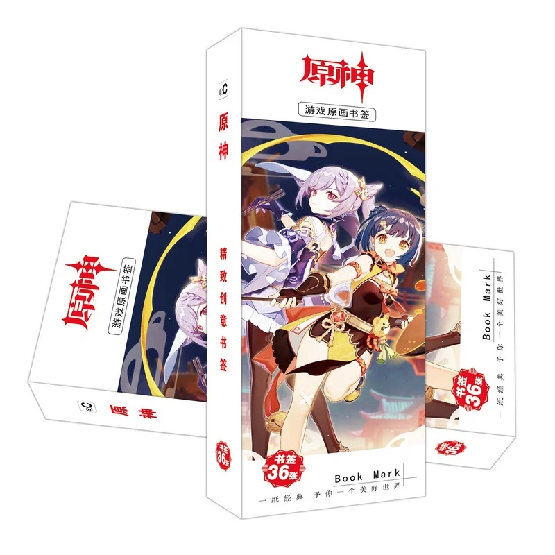

36 шт./компл. Genshin Impact Sky, детская светлая аниме Закладка, мультяшная книжка, маркеры, карточка для сообщений, подарок, канцелярские принадлежн...