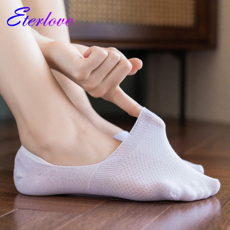 5 парт/Лот женские силиконовые Нескользящие однотонные сетчатые носки с низким