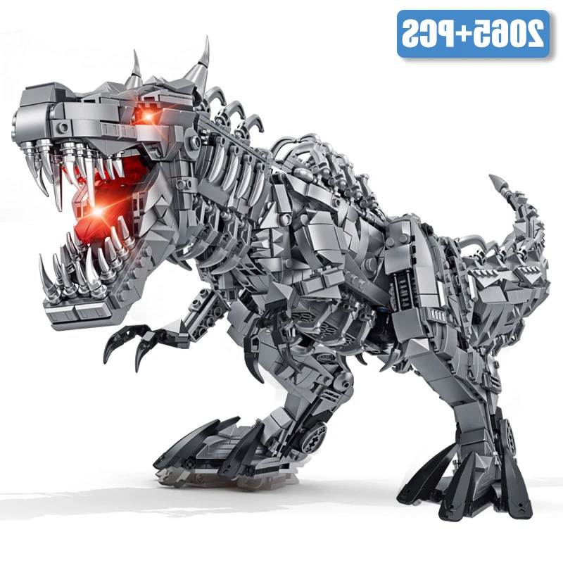 

Jurassic Dinosaur World Large Mechanical Tyrannosaurus Rex Building Blocks T-rex Model With Lights Bricks Toys For Children Gift