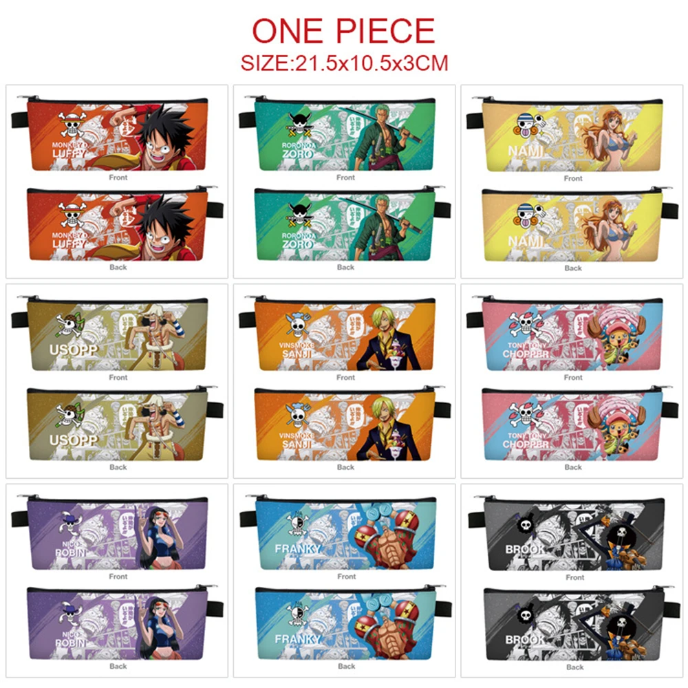 

Anime One Piece Full Colors Pu Pencil Case Cartoon Small Penbag Unisex Make Up Pouch Zip Cosmetic Cases Student Stationery Bag