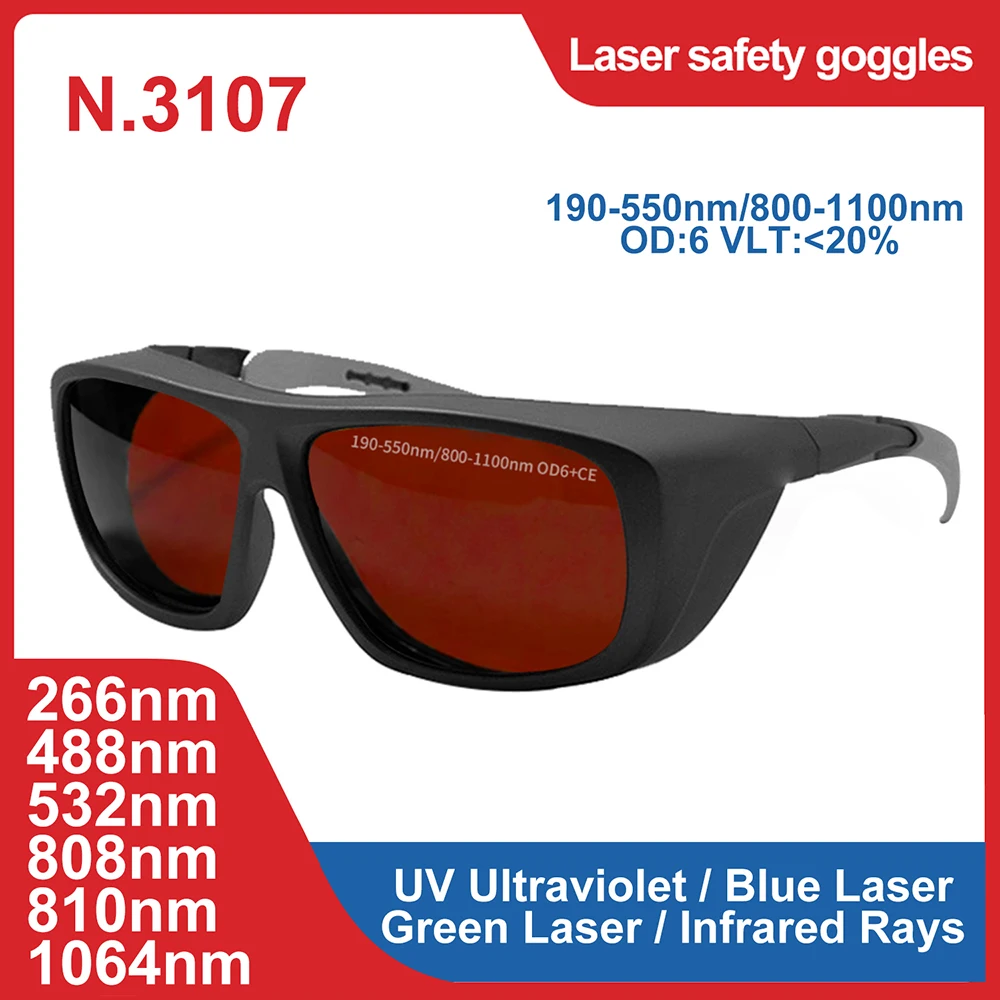 

Laser Safety Glasses 190-2000nm 10600nm OD6 CO2 Laser Protection goggles 1064 532 200-2000nm IPL laser glasses Laser protection