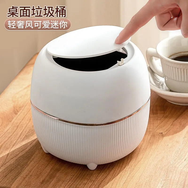 

Cute Mini Desktop Trash Can Trash For Office Desktop Coffee Table Kitchen Small Garbage Can Cute Plastic Trash Can Shake Cover