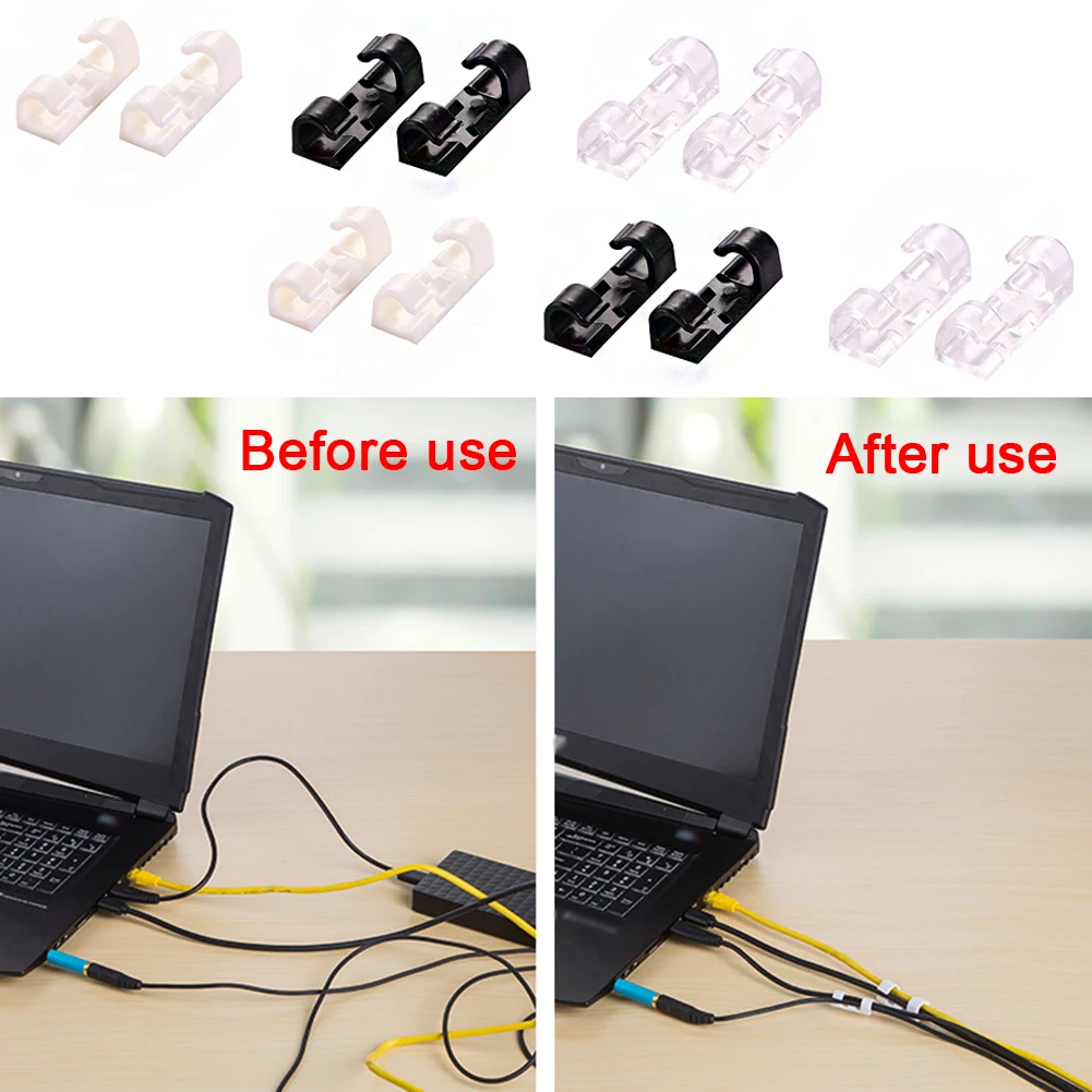 

Cable Organizer USB Cable Winder Desktop Tidy Cable Management Clips Cord Holder Wall Wire Manager Data Line Organize