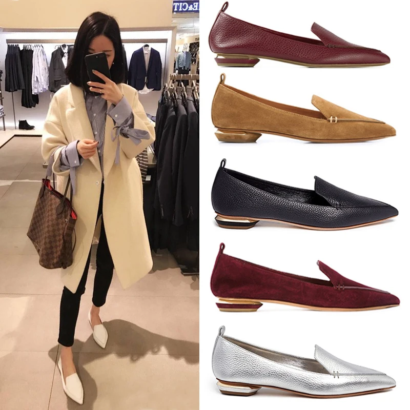 

2022 European and American stars with the same style, flat shoes, pointed loafers