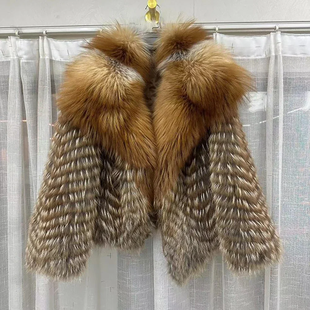 

2023 Winter Fur New Fashion Style Imported Red Fox Oversized Fur Collar Looks Thin And Atmospheric Expanded Fox Fur Coat