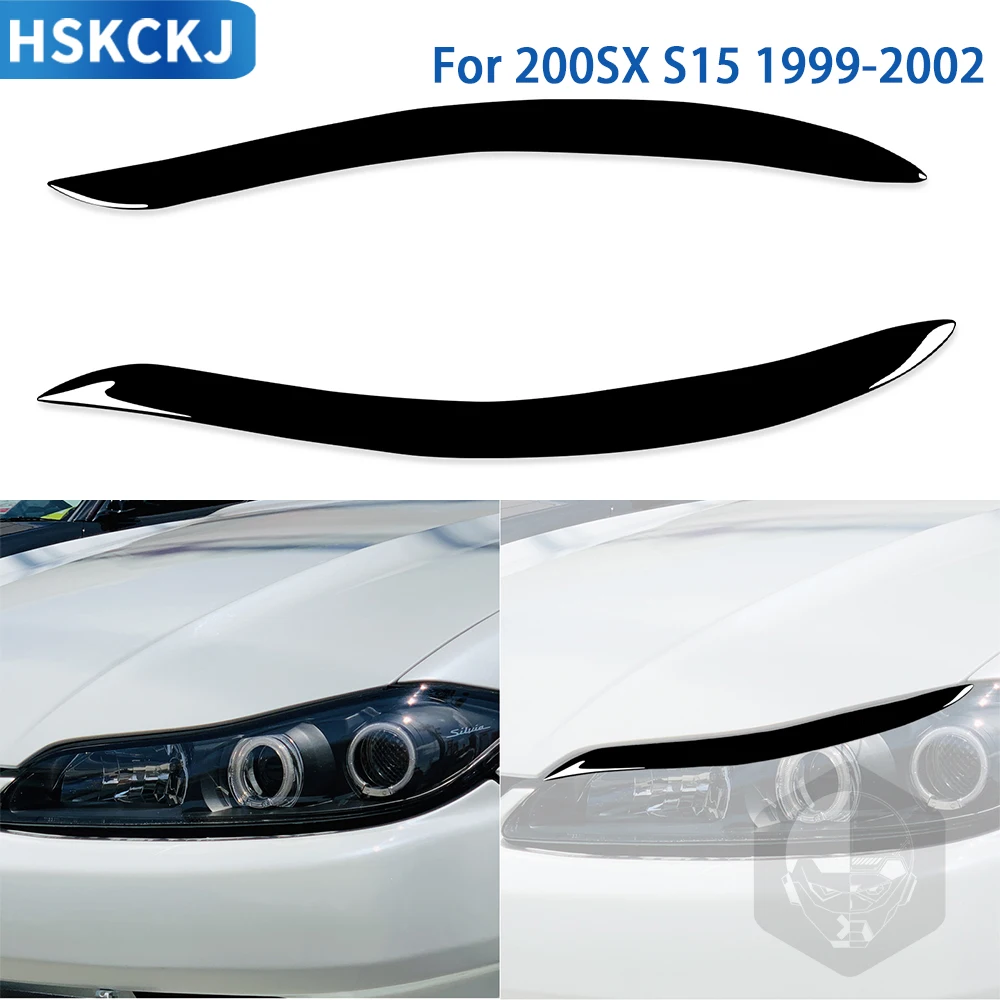 

Аксессуары для Nissan 200SX S15 1999 2000 2001 2002, автомобильная черная пластиковая внешняя лампа, декоративная наклейка для бровей