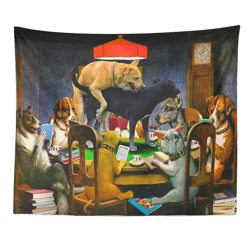 

Dogs Playing Poker Tapestry Wall Hanging Art for Bedroom Living Room Decor College Dorm Party Backdrop