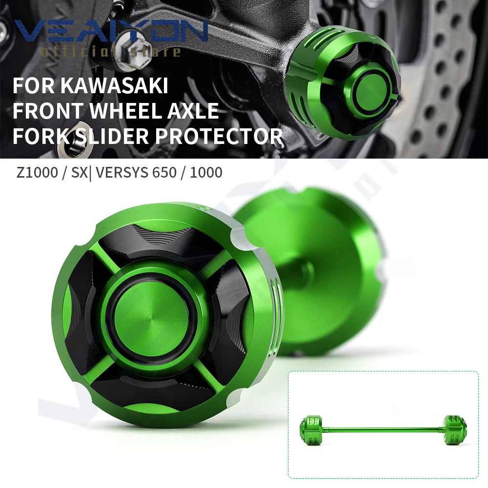 

For Kawasaki ZX6R ZX-6R 2009-2020 ZX10R ZX-10R 2011 2012 2013 2014-2020 Motorcycle Front Wheel Fork Slider Axle Crash Protector