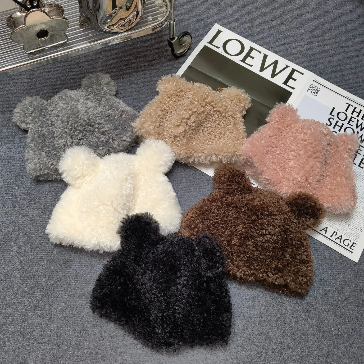 Зимняя Лыжная Шапка-бини с милым медведем однотонная теплая плотная плюшевая