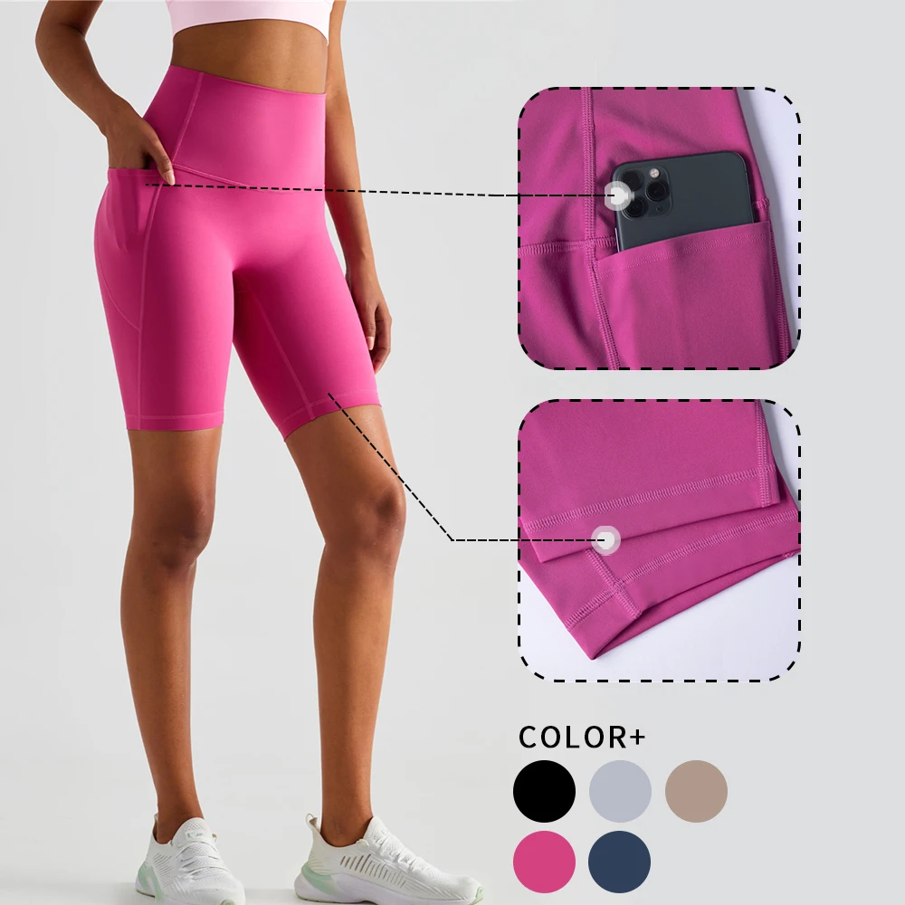 

WISRUNING 2-side Pockets Women Sports Push Up Bicycles Biker Shorts Gym Outfit Yoga Leggings for Fitness Workout Tights Clothes