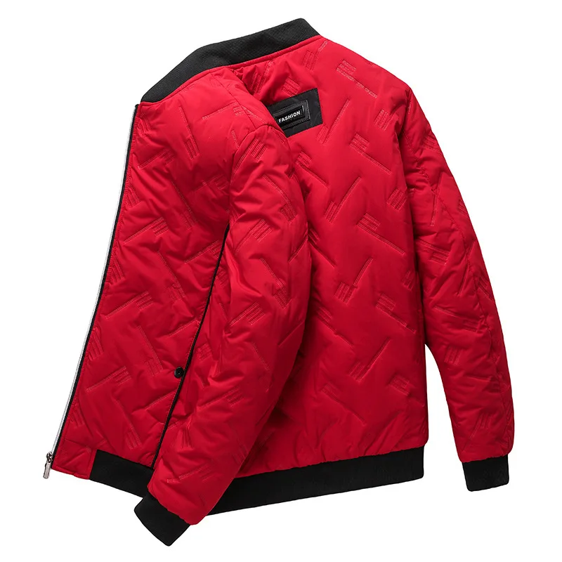 Men's Simple Baseball Uniforms Autumn and Winter Large Size Solid Color Thermal Jacket Youth All-match Cotton Outerwear