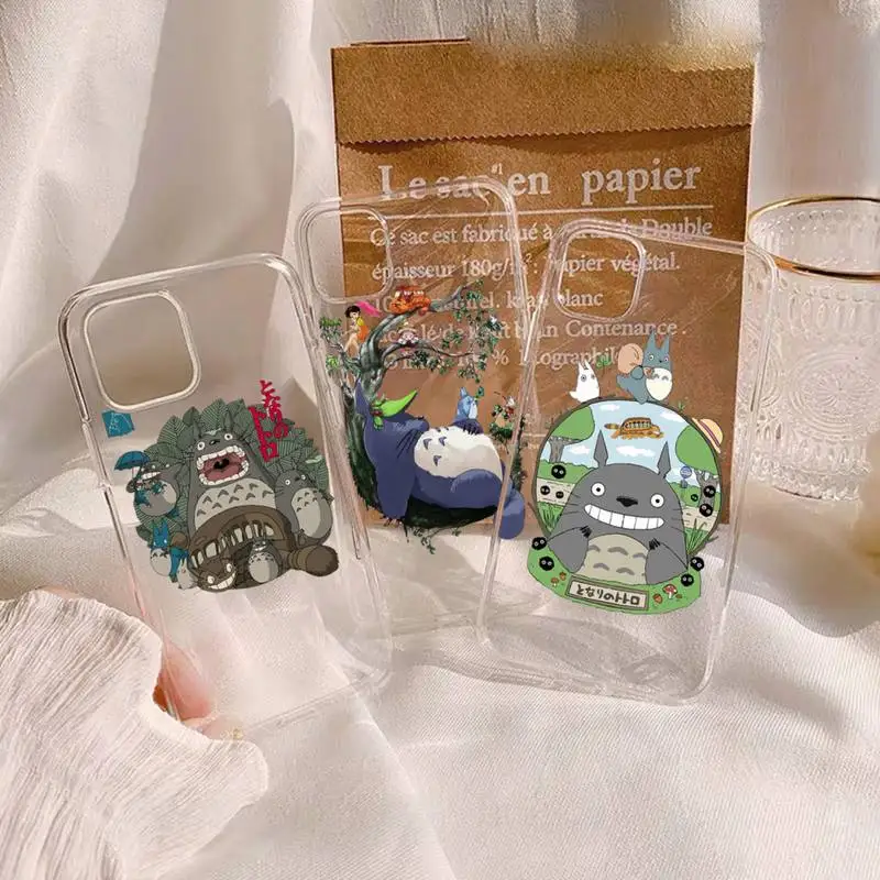 

totoro sprite away anime cute Phone Case Transparent soft For iphone 12 11 13 7 8 6 s plus x xs xr pro max mini