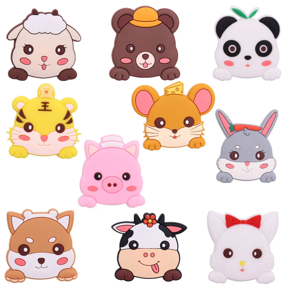 1PCS PVC Cute Cartoon Shoe Charms Kawaii Animal Pig Panda Sheep Rabbit Lion Cat Bear Mouse Cow Cheese Carrot Flower Croc Charms