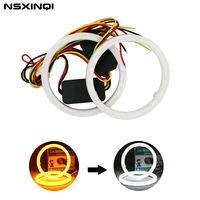 1pair white amber dual color led angel eyes 60mm 70mm 80mm 90mm 100mm 110mm 120mm 4014 chip drl daytime running car headlight