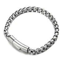 round rolo chain bracelet for men women %ef%bc%8cmetal silver magnet buckle punk stainless steel o chain bangle jewelry gift pulsera