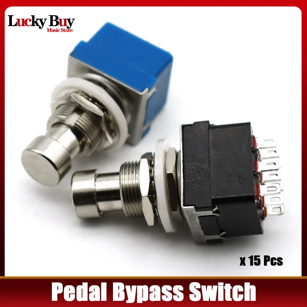 

15 шт. эффекты для гитары 3PDT 9-контактный металлический фиксатор Stomp фотоэлемент для гитарной педали черный/синий