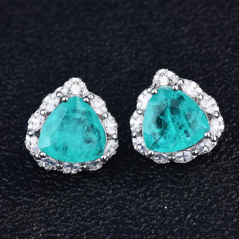 

Fashion Minimalist Stud Earrings Inlay Palaiba Triangle Zircon Exquisite For Women Wedding Engagement Banquer Jewelry Ornaments