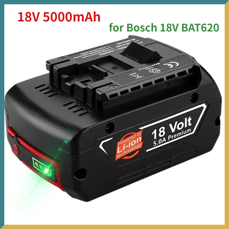 

1-3Pack 18V 5000mAh Lithium Ion Replacement Battery for Bosch 18V BAT620 BAT622 BAT609 BAT618 SKC181-202L Cordless Power Tools