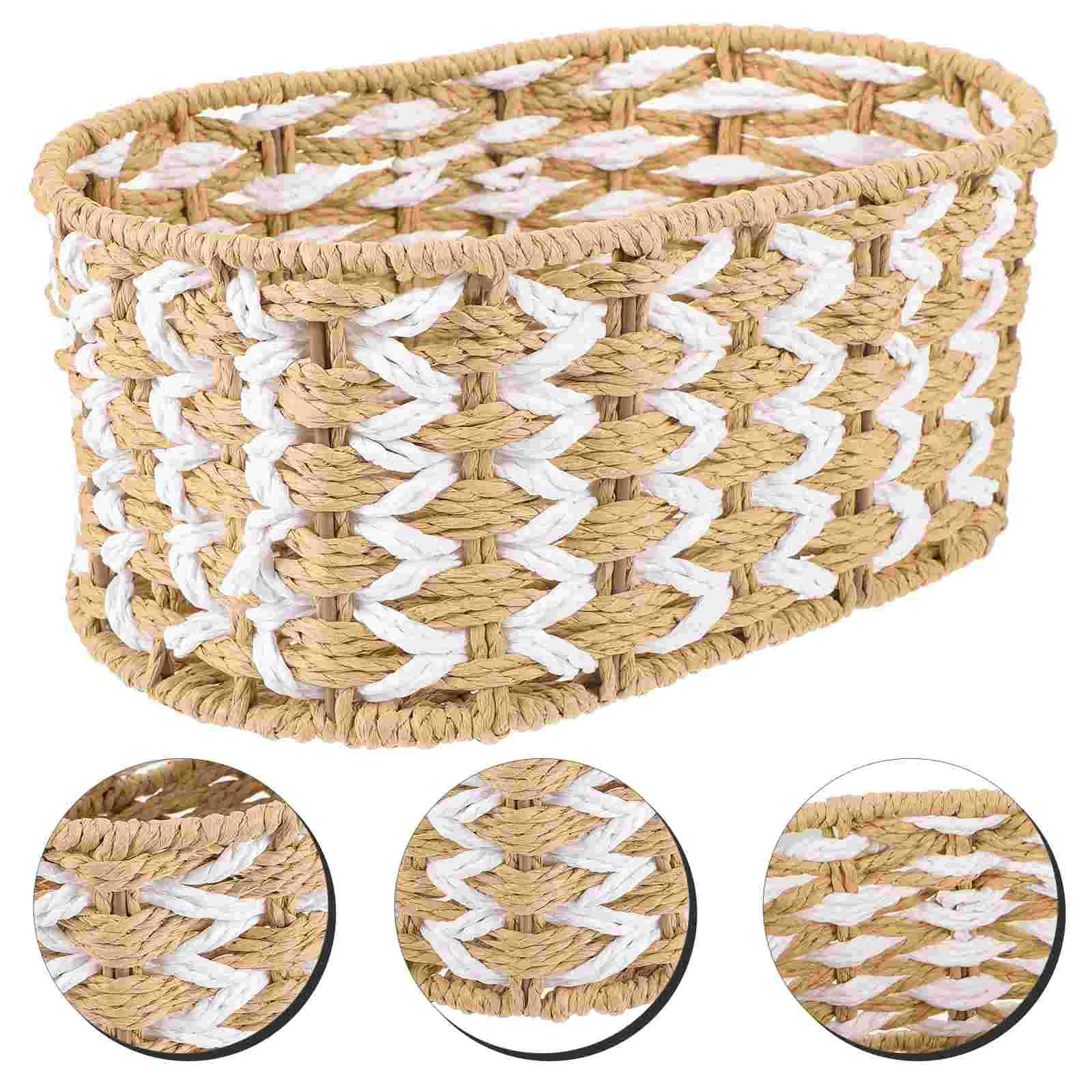 

Woven Storage Basket Decorative Paper Rope Desktop Snack Baskets Weaving Holder Home Supplies