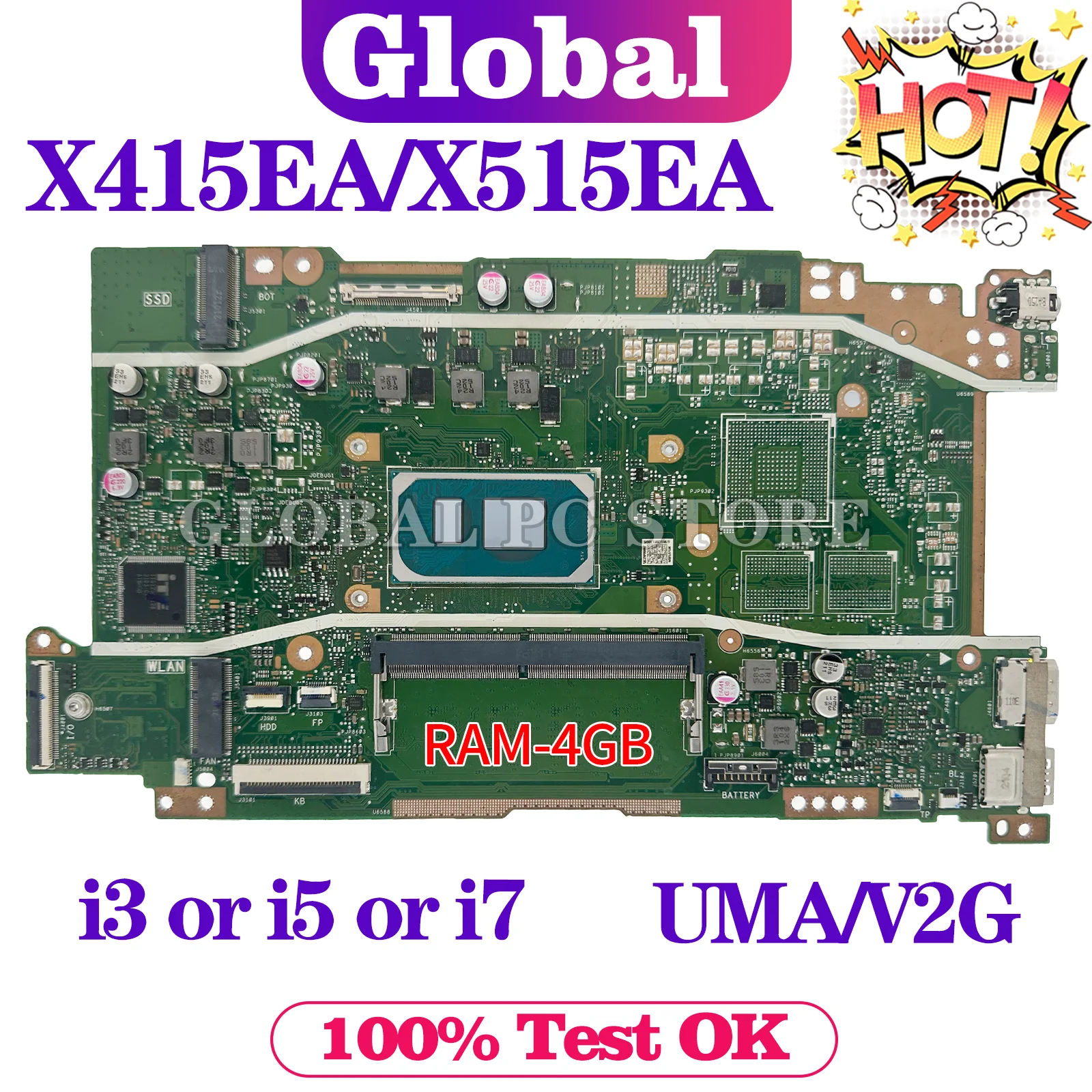 

KEFU Mainboard For ASUS X415EA X415EP X415EQ X415E A415E F415E X515EA X515EP X515EQ A515E F515E Laptop Motherboard i3 i5 i7 11th