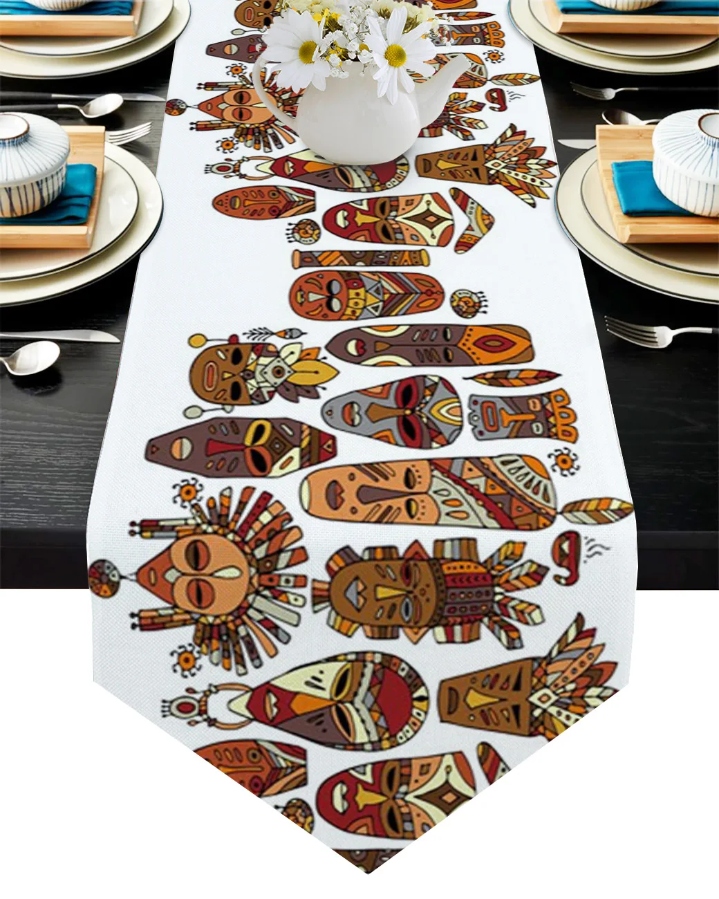 

Human Face Indian Feather Coffee Table Decor Tablecloth Wedding Decoration Dinning Table Decoration Table Runner