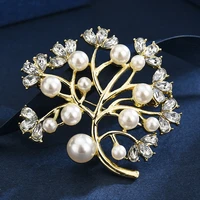 european and american fashion lucky tree brooch female high end atmospheric pearl corsage temperament coat suit pin shawl buckle