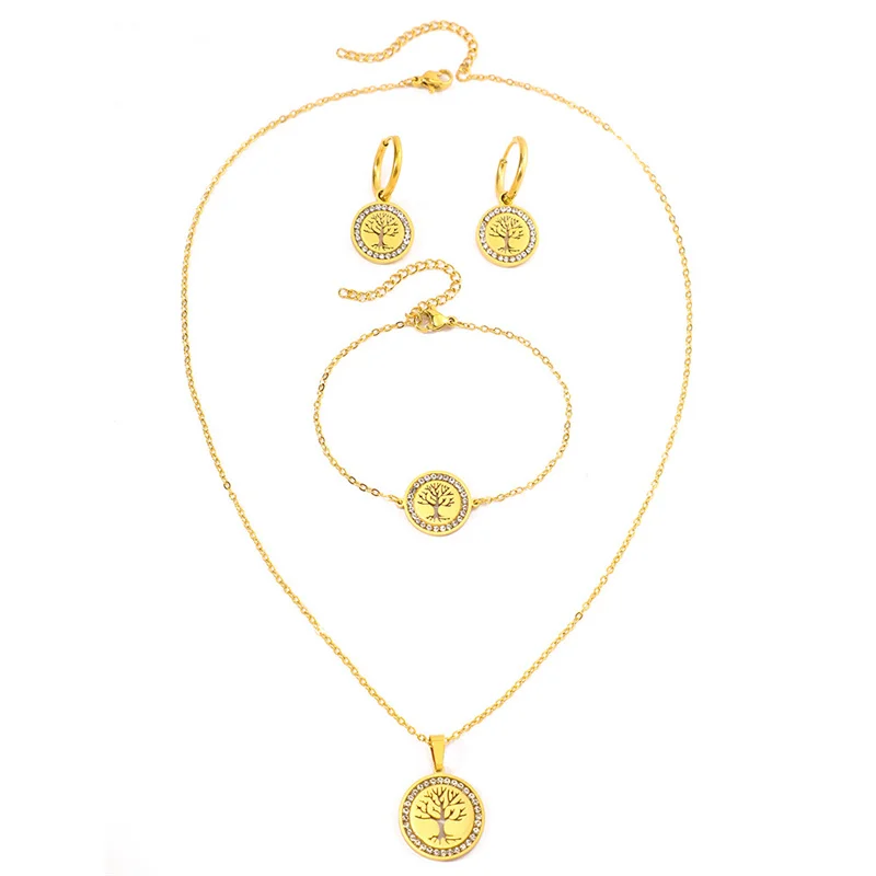 Комплект из колье серёг и браслета нержавеющей стали