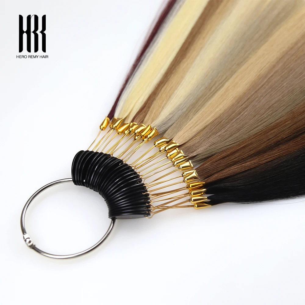 Фото Цветные кольца человеческих волос Hero Remy Hair/цветные диаграммы, доступны 26 цветов, можно покрасить для образца салона №2