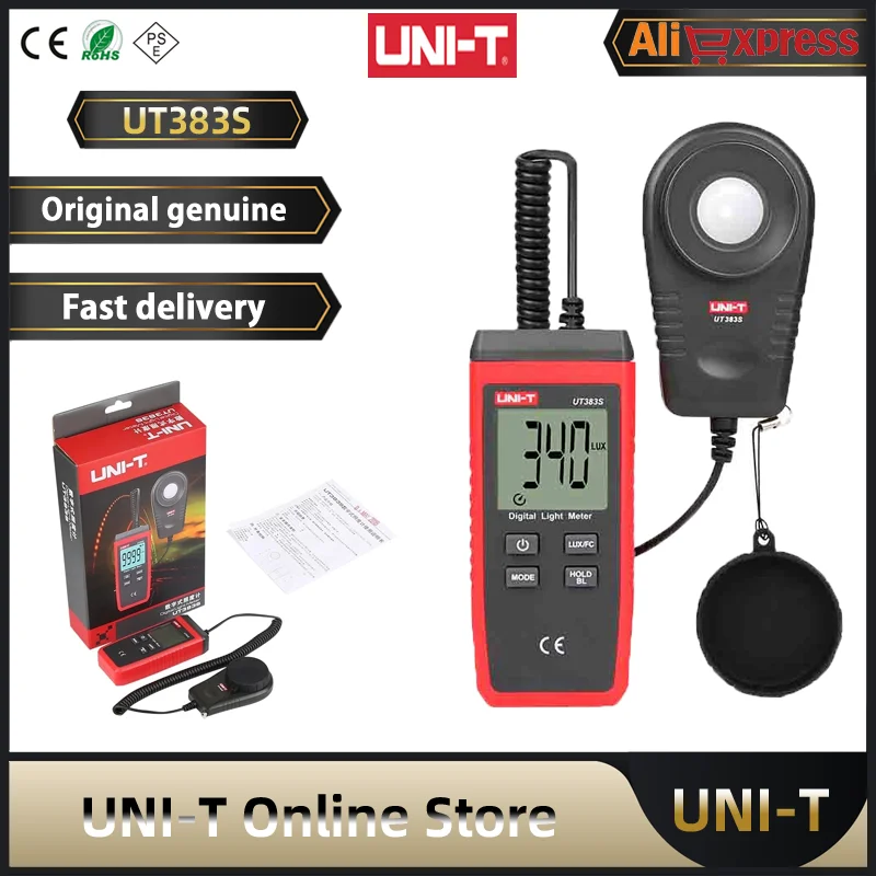 

UNI-T Digital Light Meter UT383S 200,000 LUX Illuminometers Lux Fc Test Max Min Photometer Split Type Environmental Tester