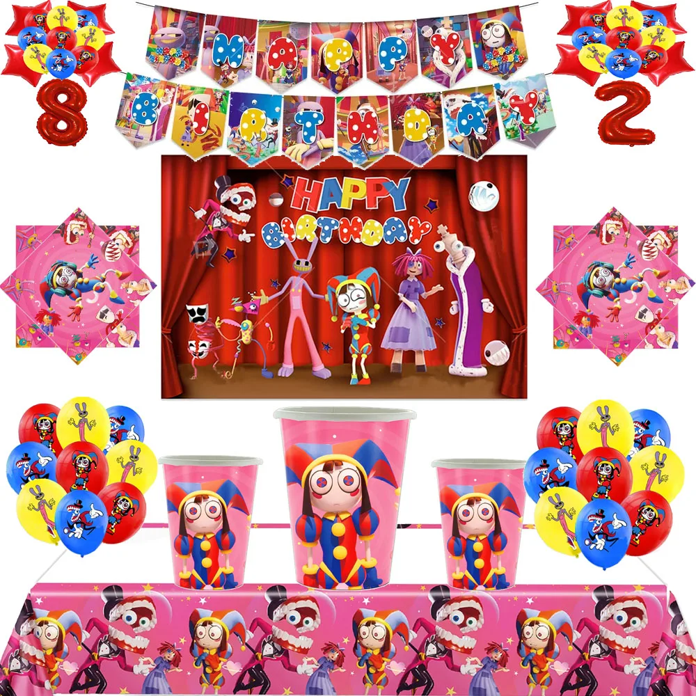 Удивительное цифровое цирковое украшение для дня рождения одноразовая посуда