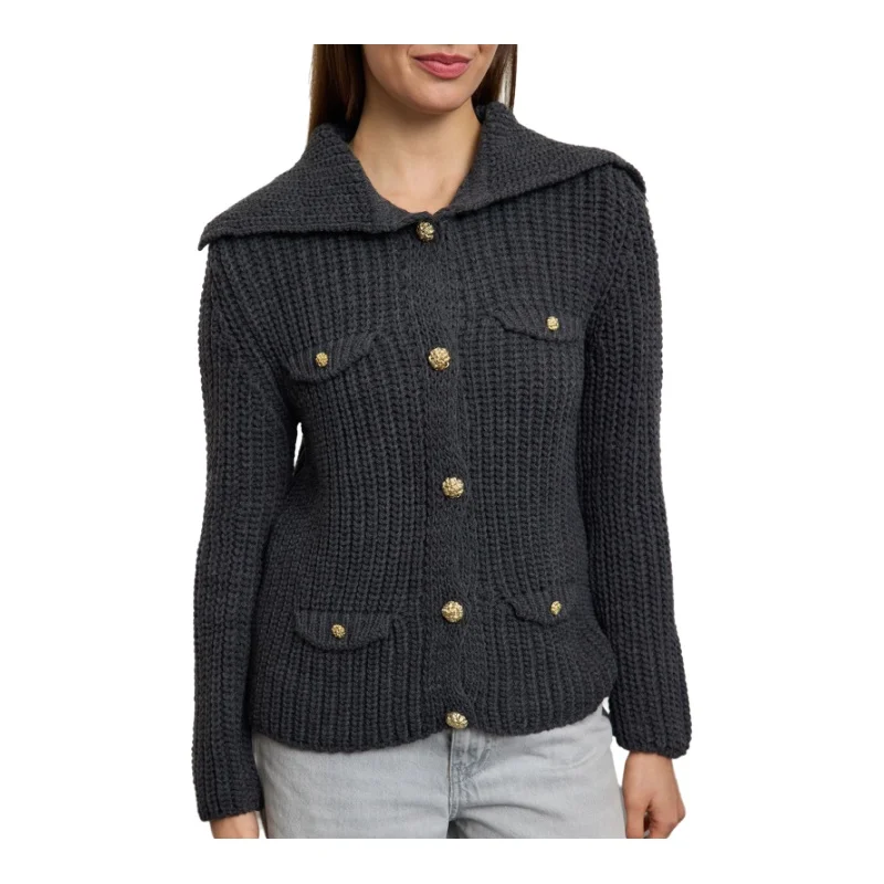 Trendyol TYZA женский кардиган повседневный стандартный крой трикотаж с отложным