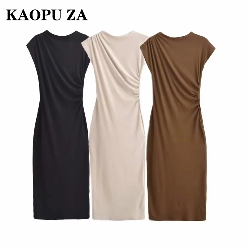 KAOPU ZA 2024 осеннее новое женское элегантное платье с короткими рукавами женский топ
