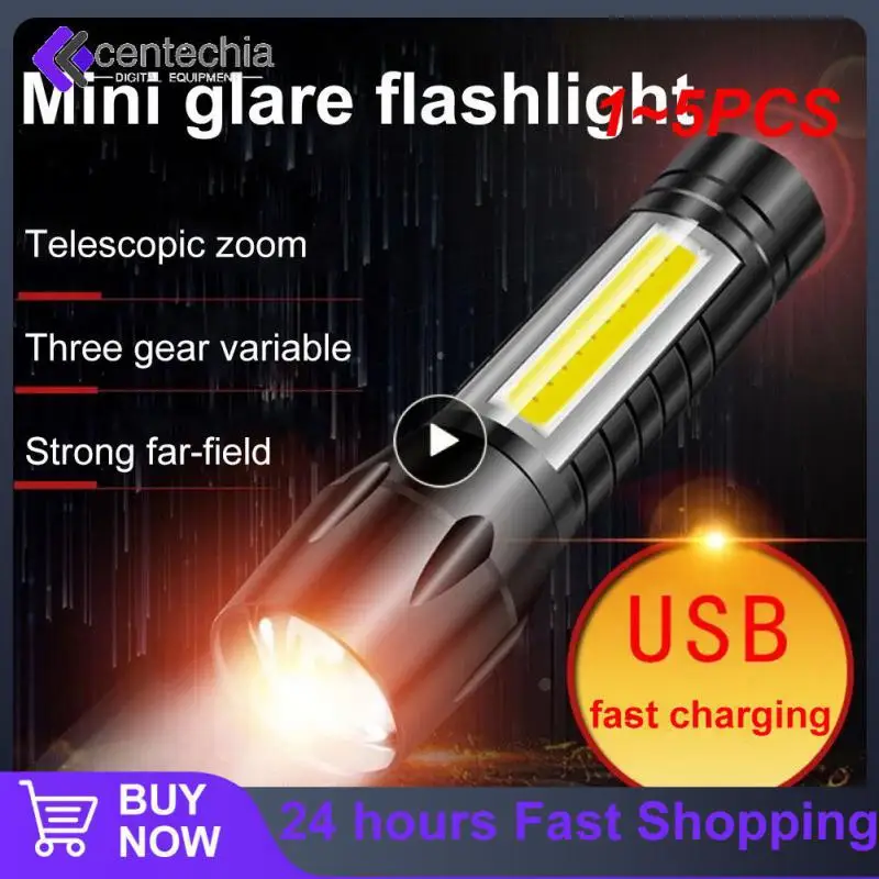 

Мини-фонарик с зумом, светодиодный фонарик, фотовспышка, портативный Перезаряжаемый бликовый COB-фонарик, уличный фонарик для кемпинга, 1 ~ 5 шт.