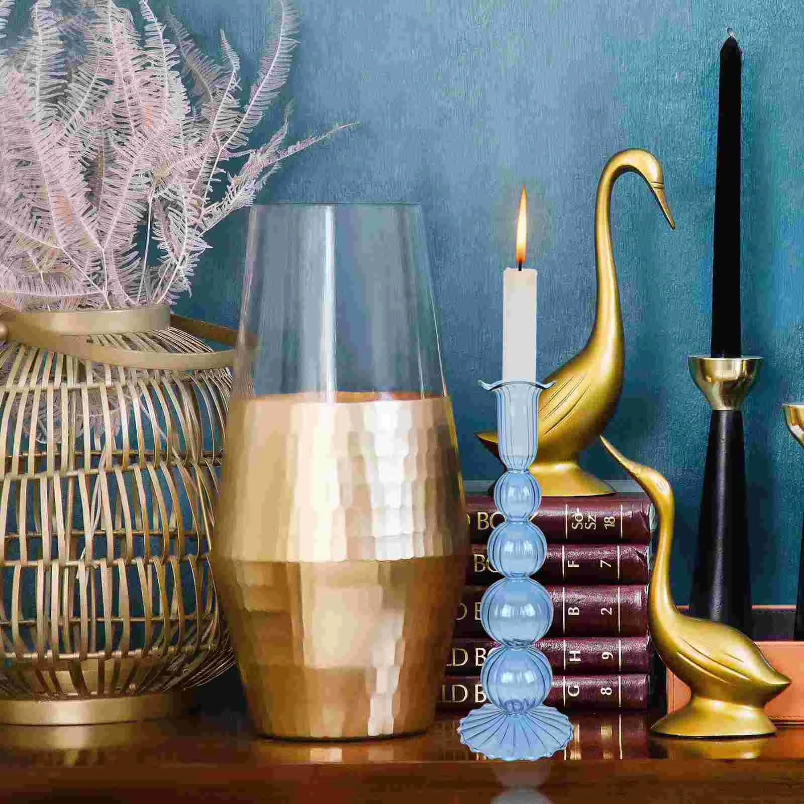 Изысканный подсвечник Романтический обеденный стол свадебный Декор (синий) |