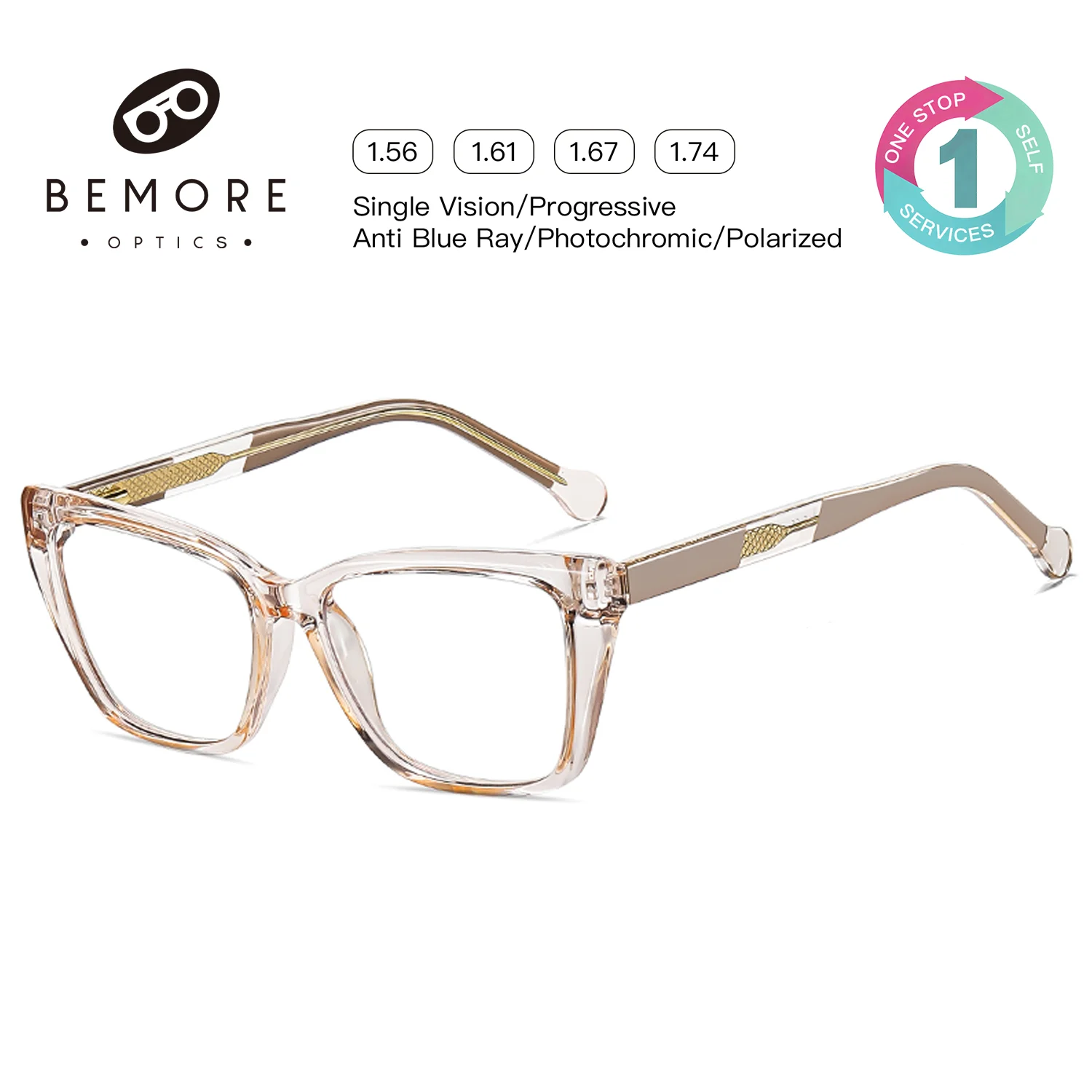 Фото Очки BEMORE Cat Eye с защитой от синего света для женщин, оптические линзы для чтения с возможностью индивидуальной коррекции по рецепту №1