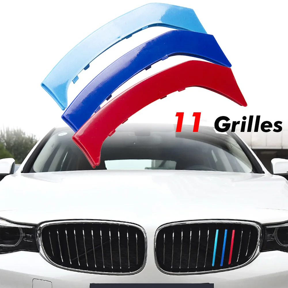 

3pcs For BMW 3 Series GT3 F34 2014-2019 Car Front Grille Inserts Trims Strips M Color Sports Buckle Grill Covers Clip Accessory