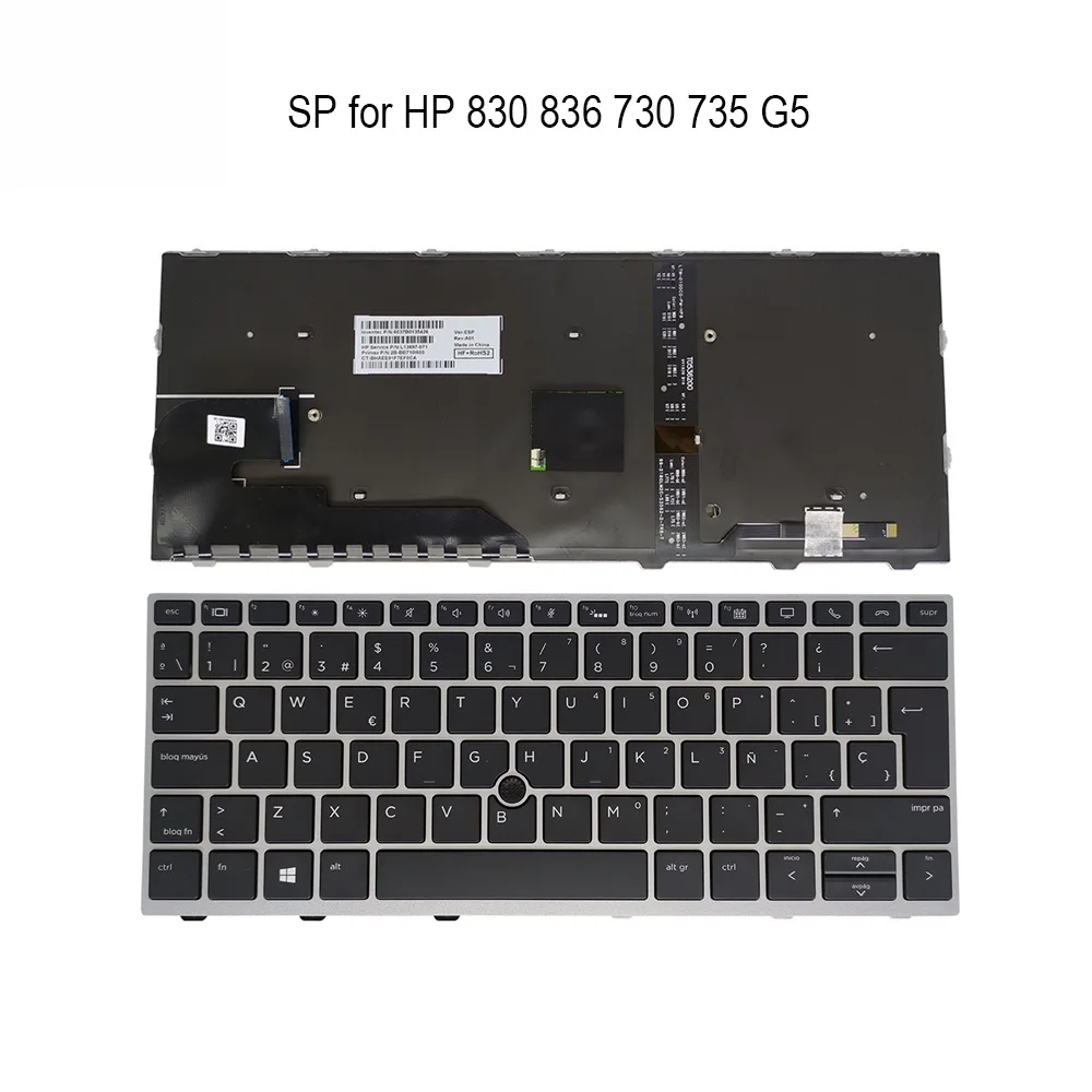 

. ES Spanish Laptop Backlit Keyboard for HP EliteBook 836 730 G5 735 G5 G6 830 G5 G6 L07666-001 L13697-071 backlight keyboards