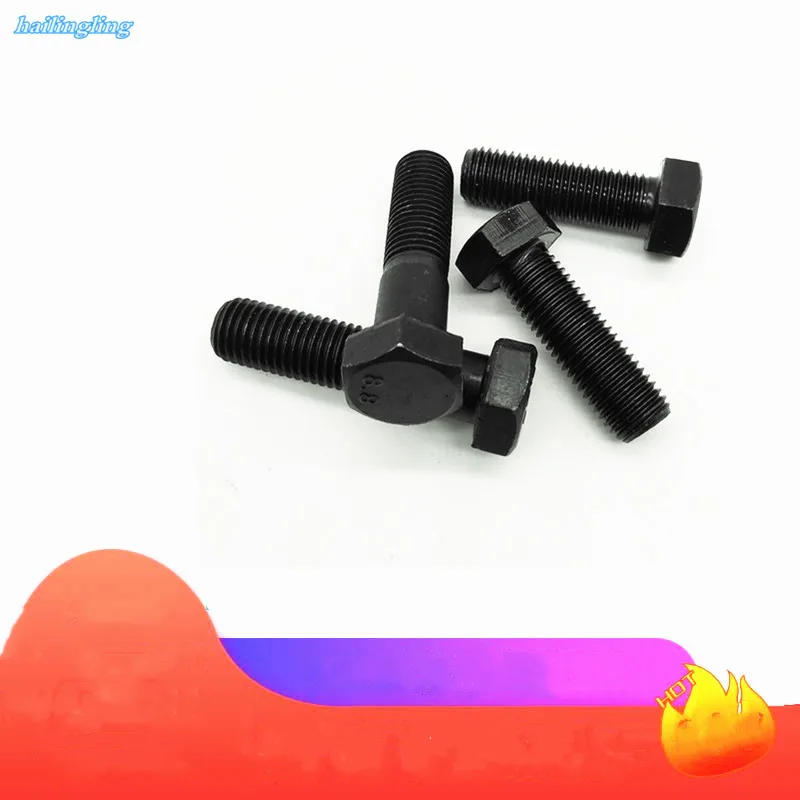 

1-10pcs M5 M6 M8 M10 M12 Black Grade 8.8 Carbon Steel Metric Thread GB5783 DIN933 External Hex Hexagon Head Bolts Screws