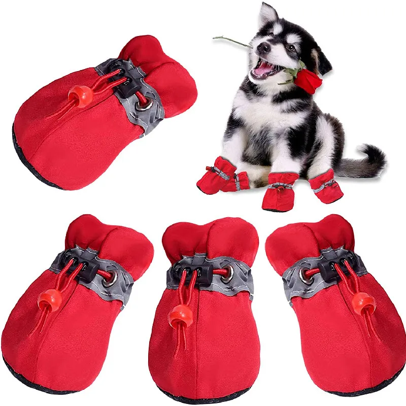 

4pcs Antiskid Puppy Shoes Soft-soled Pet Dog Shoes Pet Protection Winter Autumn Waterproof Prewalkers Soft Supplies Pet Paw Care