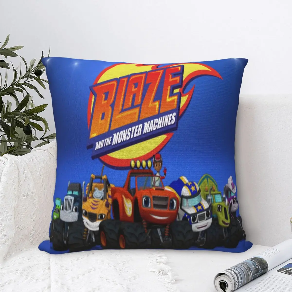 

Blaze And The Monster Modern Pillowcase Cute Collection Geometric Cushion Cover Printed Cushion Cover Bedroom Office
