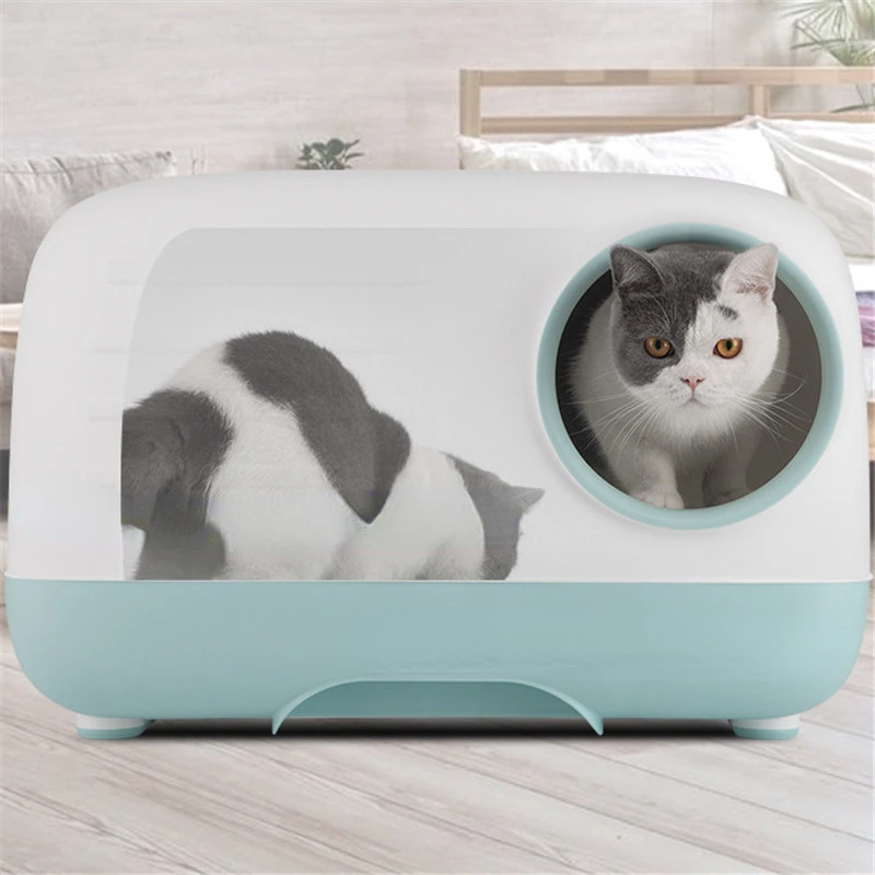 

Cat Bedpan Cat Litter Box Fully Enclosed Deodorant Pet Toilet with Shovel Large Space Cat Litter Tray Drawer Design Within 10kg
