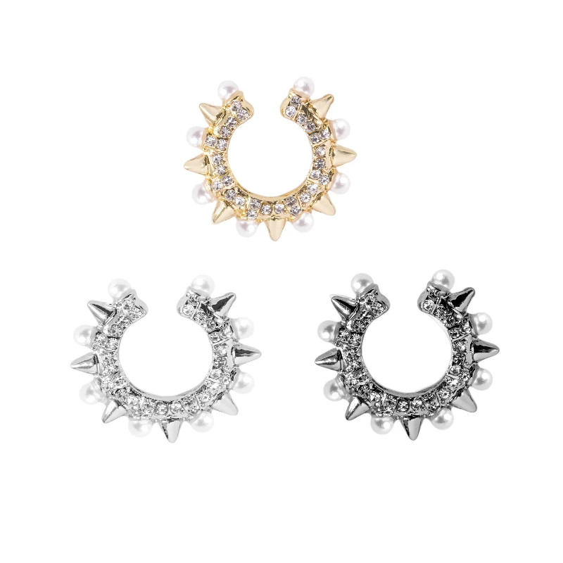 

Trendy Pearl Clip on Earrings Earcuffs for Women Gold Color C Shaped Stackable CZ Ear Cuff No Pierced Party Wedding Jewelry 2022