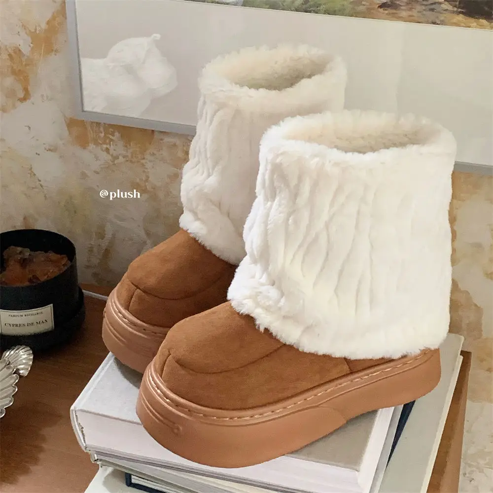 Повседневные удобные женские однотонные хлопковые ботинки в стиле ретро зимние