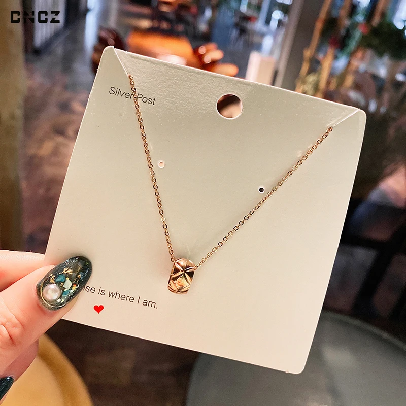 CNCZ Lucky Charm Pendant New Necklace Summer Fashion Light Luxury Trend Stripe Transit Ring Clavicle Women Chain Neck Jewelry