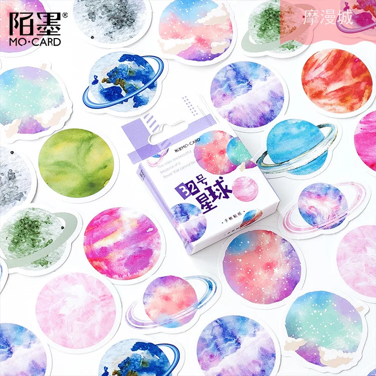 45pcs/pack 32nd Planet Creative Handbook Decoration Special-shaped Sealing Sticker Vivid Pritning | Stationery